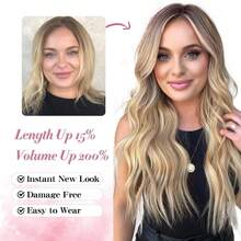 22 Inch Gold Gradient Long Water Wave Wig, Comfortable And Easy To Wear, Even Beginners Can Easily Learn, Suitable For Various Occasions - 漸變金色 - 查看 6