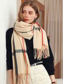 Premium Wool Scarf For Women, Thick Cashmere Blend Plaid Scarf, Versatile Autumn/Winter Accessory, 2025 New Style