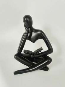 1pc Abstract Figurative Reading Book Decor, Nordic Style Luxe Resin Reading Person Tabletop Ornament, Suitable For Living Room, Study, Cafe Decoration - A Housewarming Gift For Readers And Intellectuals - Multicolor - View 13