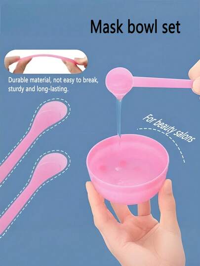 3pcs/Set Face Mask Mixing Bowl, Facial Mask Bowl & Spoon Set, Cosmetic Spa Tools, Stirring Rod, Flat Measuring Spoon