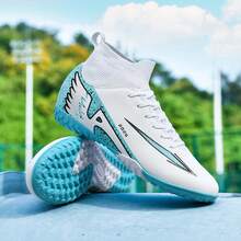 Football Shoes Men's Outdoor High Ankle Anti-Slip Sports Shoes Ultralight Indoor Football Boots High-Quality Futsal Sneaker 2025 - White - View 1