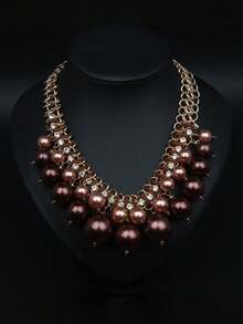 1件欧美时尚水晶串珠吊坠项链，适合宴会、活动、节日佩戴 - 串珠吊墜項鍊 - 查看 9