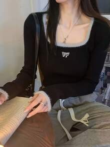 Women Knit Tops - Black - View 4