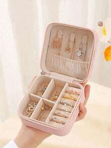 1 pezzo Custodia portatile per gioielli, piccole scatole per gioielli da donna, semplice organizer per gioielli domestico, organizer da viaggio, mini scatola di stoccaggio fine per gioielli da viaggio, custodia con cerniera per orecchini, anelli, collane, bracciali, borsa trucco portatile, borsa cosmetica carina, essenziale per il ritorno a scuola, regali indimenticabili per le vacanze di Pasqua, regali per damigelle, ed essenziali per i viaggi estivi, accessori da viaggio, must have da viaggio, borsa trucco, borsa cosmetica, essenziale da viaggio, grande capacità, borsa trucco grande, regali di Natale, custodia, viaggio, regali per le donne, necessaire da donna, essenziale da viaggio, custodia, frizione / piccola borsa a mano, necessaire, organizer trucco, organizer trucco, custodia, porta pennelli, mini custodia, custodia di grande capacità