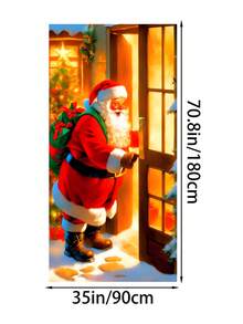 Copertura per porta di Babbo Natale - In fibra di poliestere, decorazione natalizia multifunzionale per uso interno ed esterno - Senza bisogno di elettricità
