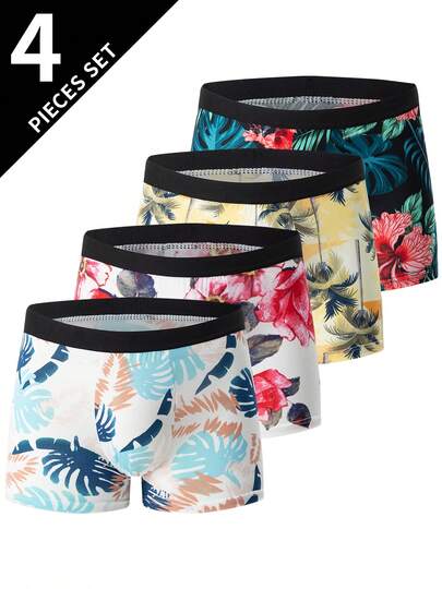 4pcs/Pack Men's Underwear Boxer Briefs, Comfortable Sports Shorts For Teenagers