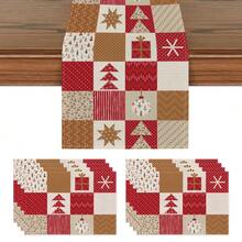 1pc/4pcs/6pcs/60pcs Christmas Decorative Placemats, Christmas Style Linen Placemats & Table Runners, Christmas Snowflake & Christmas Tree Placemats, Merry Christmas, Suitable For Home, Restaurant, Dining Table Decor, Home Goods