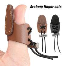 1pc Adjustable Archery Finger Guard, Dual-Layer Thickened Leather, Anti-Slip, Durable For Bow Shooting - Multicolor - View 1