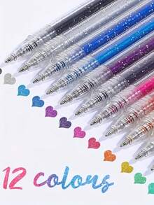 8 支/12 支/24 支闪光圆珠笔套装，适用于书写、绘画和装饰，塑料中号 1.0 毫米，闪亮墨水笔，非常适合日记、剪贴簿和艺术项目 - 彩色 - 查看 7
