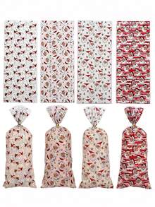 50/100Pcs Merry Christmas Plastic Gift Bags, Christmas Xmas Gifts Wrapping Bags Pink Snowman Xmas Tree Snowflakes Christmas Cellophane Treat Bags, Christmas Decorations For Home 2025/2026 New Year Packaging Bags Christmas Decorations Christmas Decor Christmas Gifts Christmas Wrapping Paper Christmas Party Supplies Christmas Gift Bags