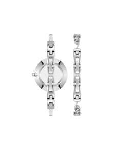 Anne Klein Conjunto de Relógio de Bracelete com Mostrador Floral e Pulseira Decorada com Cristais para Mulheres