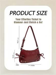 Vintage Ribbon Bow Decor Exposed Strap Red Leopard Print Shoulder Armpit Baguette Bag,  Detachable Strap Underarm Crossbody Bag, OutingsSuitable For Dating,Outings,Street, Party.Perfect Valentine's Day Gift For Her, Best Valentine's Gift Choice Ever .Can Be Used As Thanksgiving, Halloween,Christmas Gift. - 彩色 - 查看 5