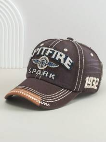 1pc Vintage Letter Embroidered Curved Brim Baseball Cap, Versatile Sports & Casual Sun Protection Hat For Men