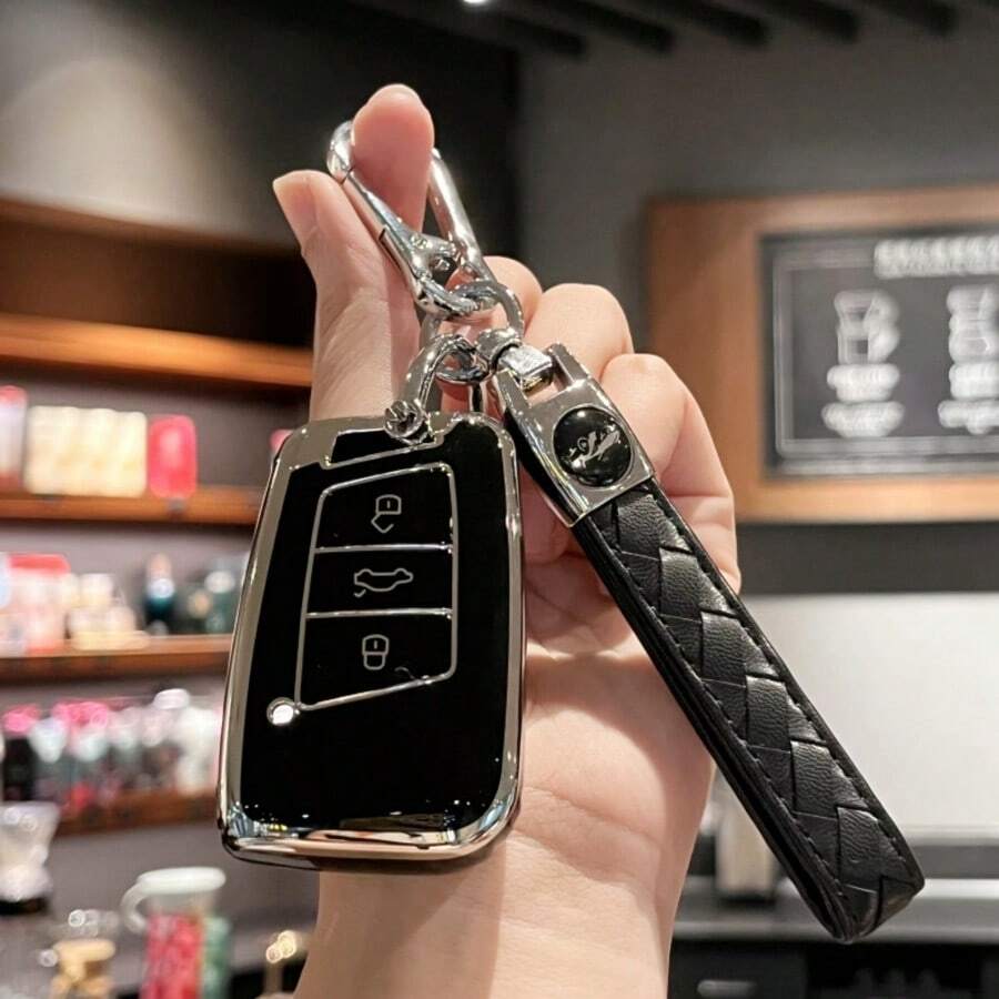 Autoschlüssel Hülle Schlüssel FOB Schale Abdeckung für VW für Passat B8, für Seat, für Skoda Schlüssellose Fernbedienung Schlüsselanhänger Tasche Zubehör Schlüsselbänder mit ID-Halter Auto Zubehör Tasche Charms Weihnachtsgeschenk