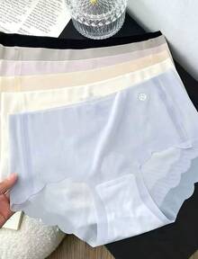 5 Pieces Women's Ice Silk Bikini Panties - Ultra-Thin And Seamless Lingerie For Everyday And Special Occasions, Soft Pastels And Neutrals - Elegant Everyday And Formal Wear, Versatile Lingerie, Minimalist Design, Lightweight Material, A Must-Have For Fashionable Women, Random Colors - 混合色 - 查看 2
