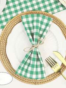2/6/12/300pcs Elegant Plaid Napkins, Durable Polyester Thick Placemats, Reusable For Kitchen, Dining, Wedding Decor - Multicolor - View 4