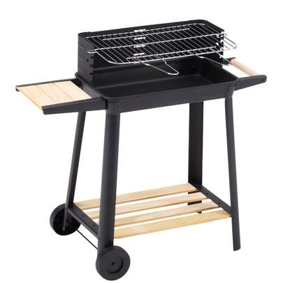 バーベキューコンロ BBQコンロ 焼き網 防風板 ハンドル ローストラック付き 棚板 タイヤ追加 移動楽々 バーベキュー BBQ アウトドア 屋外用 庭 キャンプ用