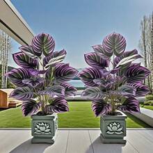 1pcs Outdoor Artificial Green Plants, Villa Courtyard Garden Decor Outdoor & Home Office Decoration, Perfect For Christmas, Halloween, Palm Festival & Valentine's Day - Pot Not Included - Purple - View 3
