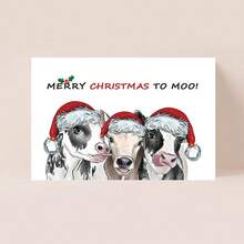 1 pièce, Carte de Noël drôle avec vache, Cadeaux de Noël mignons pour les amateurs de vaches, Idées de cadeaux de Noël humoristiques pour les amis, Cartes de Noël joyeuses Cadeaux pour papa, maman, frère, sœur, amis - Taille Unique - Voir 3