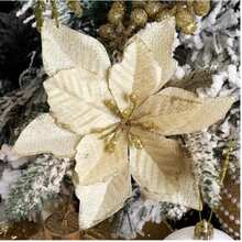 12Pcs Glitter Poinsettia Christmas Tree Ornament - Artificial Flowers Versatile Red, Silvery & Golden Fake Flowers Decorations For Wedding Christmas Xmas Tree Wreaths Decor, Holiday Parties & Home Decor Christmas Decorations Room Decor