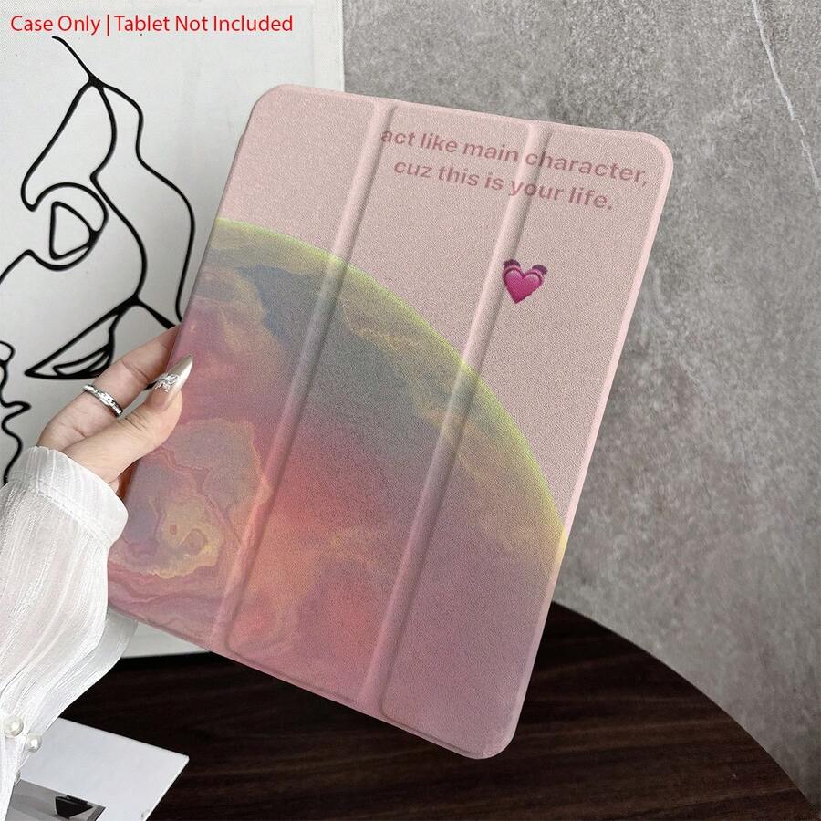 Custodia protettiva con motivo a pianeti e parole ispiratrici, stile giovanile e individuale, con porta penna, compatibile con iPad Pro (M5)/iPad Air (M3)/iPad 11"(A16)10.9/10.2/Air 5a gen/Pro11/10a/9.7/Air 2/iPad (7a gen)/iPad (8a gen)/iPad Air 4/5/iPad Pro 11/iPad 10a generazione 10.9-pollici 2022/iPad Air 13(M3 2025)/iPad Air 11(M3 2025)/iPad Air 11(M3 2025)/iPad 11(A16 2025), funzione di sospensione/riattivazione automatica - Multicolore - Visualizzare 1