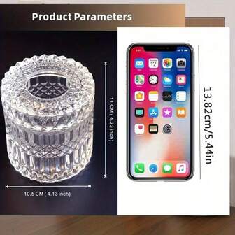 1 st skydd för näsduksask i kristallglas - diamantmönster, genomskinlig rund förvaringslåda, lämplig för badrum, sovrum, vardagsrum, hemmakontor, elegant hantverk, heminredning