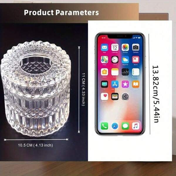 1pc Crystal Glass Tissue Box Cover - Diamond Pattern Design, Transparent Round Storage Box, Suitable For Bathroom, Bedroom, Living Room, Home Office Decor, Elegant Craft, Home Accessory