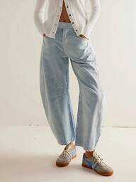 Casual Cone-Shaped Jeans, Carrot Pants, Women's Loose Design Sense Blue Striped Denim Ninth Pants, Women's Fashion Spring/Summer Outfit