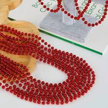 12PCS Bead Necklace, Red Beads Costumes Party Favors, 33 Beaded Necklace Festival Throw Accessory Sets Valentines Mardi Gras Celebrations Decorations - 6 Color - 查看 6