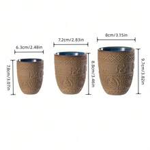 1 Taza de café de gres, taza de té cerámica, de lujo ligero y estilo retro, taza de agua, taza de bebida, con relieve árabe, estilo de Oriente Medio, suave y fácil de limpiar, resistente a quemaduras, a grietas y a altas temperaturas, taza de café para oficina y hogar, muy adecuada para regalar o para uso personal