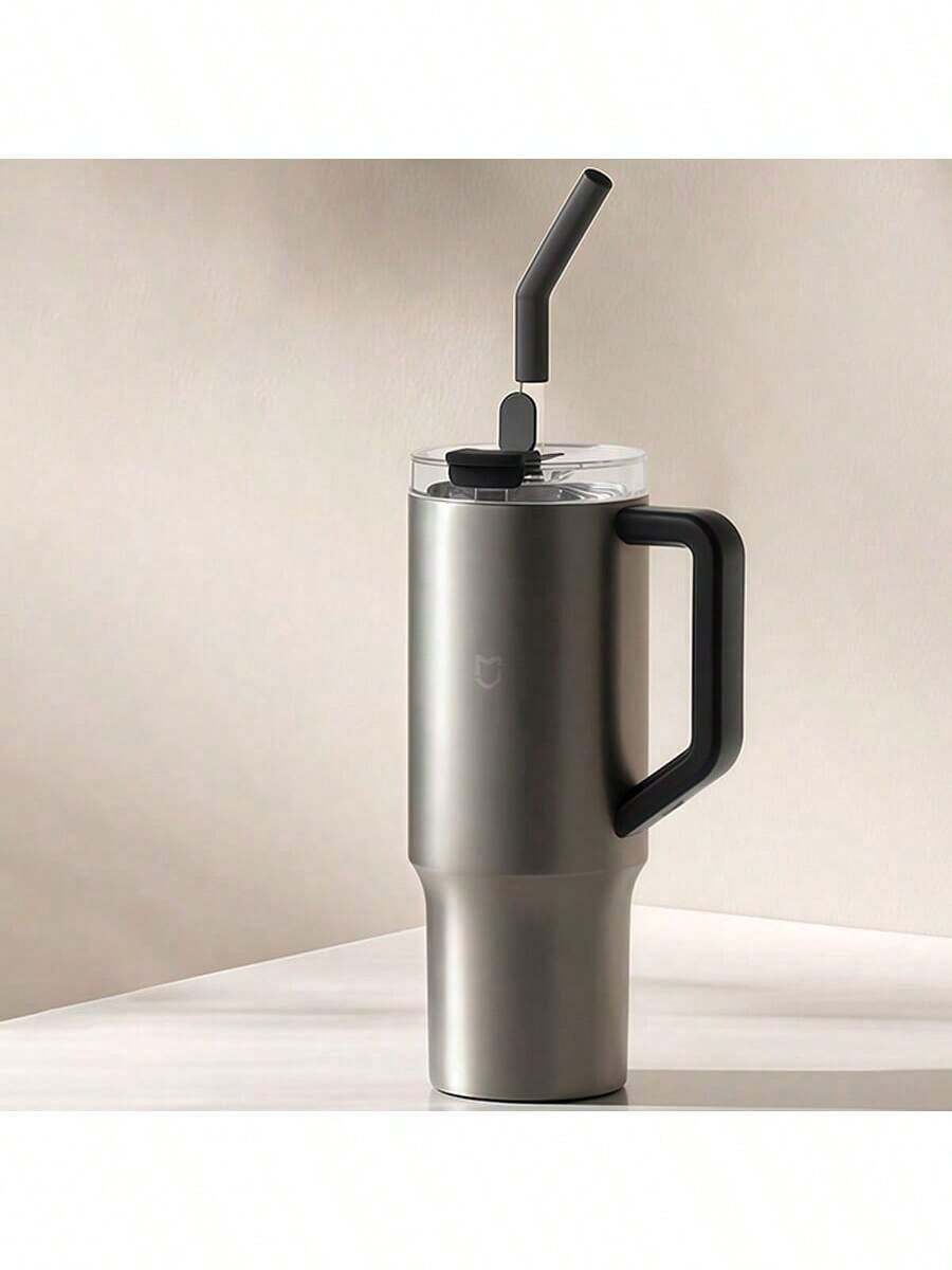 Xiaomi Cốc giữ nhiệt có ống hút dung tích lớn 1L, Cốc làm mát hiệu quả cao bằng thép không gỉ 316, Túi giữ nhiệt đồ uống đá dùng ngoài trời mùa hè, Nắp ống hút uống trực tiếp, Màu xám kim loại - Xám kim loại - Xem 1