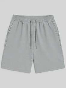 Men's Bermuda Shorts, Plain Sweatshirt, Flannel Shorts, Immediate Shipping, Various Colors, Comfortable - Xám - Xem 5