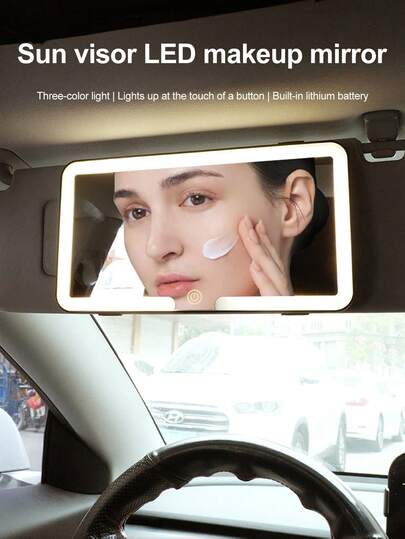 3-Mode Lighted Vanity Visor Mirror, Rechargeable Adjustable Brightness Touch Control Travel Makeup Mirror, Suitable For Trucks And SUVs