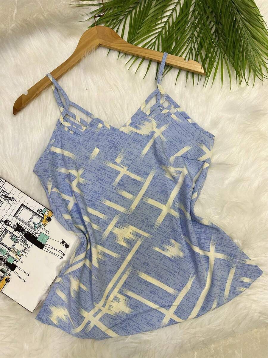 Regata estampada tecido crepinho bonito fashion - Azul bebê - Visão 1