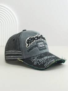 1pc Women's Distressed Frayed Brim Baseball Cap, Letter Embroidery Sun Hat, Versatile For Spring/Summer Outdoor Sports