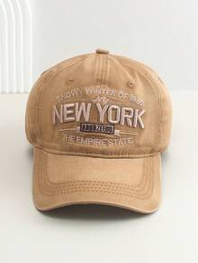 1pc Washed Embroidered Letter Baseball Cap, Vintage Dad Hat, Soft Crown Sun Hat