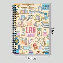 1 件迷人的科学主题螺旋笔记本 - 14.2 * 21 厘米横格日记本，实验室科学设计，彩色实验设备插图，适用于办公室、学校、教室 - 送给教师、学生、女性的理想礼物，教育封面，优质纸张材料，坚固的封面，学习用品 - 均碼 - 查看 3