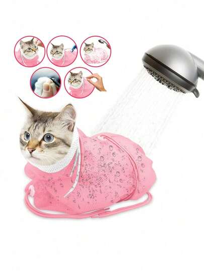 1pc Cat Bathing Bag, Cat Grooming Tool, Nail Clipper, Pet Cleaning Supplies, Anti-Scratch Anti-Bite Bathing Bag