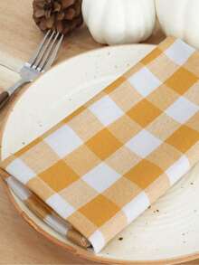 2/6/12/300pcs Elegant Plaid Napkins, Durable Polyester Thick Placemats, Reusable For Kitchen, Dining, Wedding Decor - Multicolor - View 8