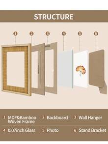 Natural Woven Bamboo Photo Frame 10x15cm 13x18cm Wall or Table Boho Decor Ins Aesthetic Gift for Family Mom Dad Grandma Friends