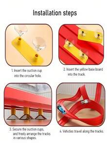 儿童360度旋转蓝红赛道，配备15英尺入口和灵活的赛车坡道，培养智慧和动手能力，丰富想象力，适合3岁以上儿童。包含吸盘式赛道和合金赛车，兼容1/64比例模型车，是男孩女孩的生日礼物和万圣节礼物之选。无需电池，可重复使用，亲子互动益智手工游戏套装。 - 彩色 - 查看 9