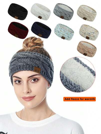 1pc New Autumn/Winter Knitted Fleece Headband, Colorful Striped Fabric Sports Ear Warmer Headwrap Fashion Hair Accessories Women Hair Band