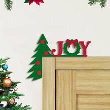 1 Piece Of Christmas Wooden Door Corner Decoration, Joyful Christmas And Christmas Tree Pendant, Suitable For Christmas Home Front Door Corner Pendant, Festive Party Decoration Pendant Home Decor Christmas Decorations Room Decor