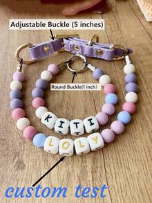 1pc Custom Buckle Beaded Dog Collar, Personalized Dog Name Collar, Dog And Cat Identity Collar, Custom Name Beaded Cat And Dog Collar, Pet Necklace, Holiday Gift, Christmas Gift - Multicolor - View 1