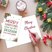 1 件，浪漫圣诞贺卡，适合他/她，搞笑圣诞贺卡，适合丈夫/妻子/男朋友/女朋友，圣诞贺卡礼物，圣诞快乐，这是你做过的最好的决定 - 均碼 - 查看 7