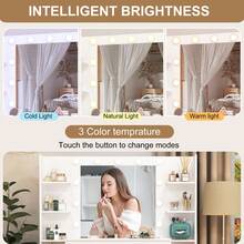 White Dressing Table Set LED Bulbs Large Mirror Vanity Make Up Desk 7 Drawers - White - View 7