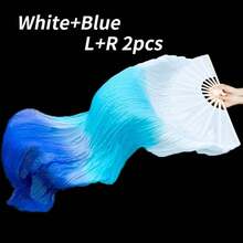 Un set di 2 ventagli da danza sfumati - uno per ogni mano, che passano dal blu al bianco, perfetti per esibizioni e pratica, un regalo ideale per San Valentino, Ringraziamento, Natale e Capodanno