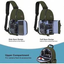 MOSISO Camara Bolsa, DSLR/SLR/Mirrorless Mochila a Prueba de Golpes Para Cámara Con Trípode e Inserto Desmontable - Ejército Verde - Ver 8