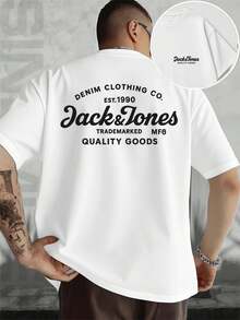 Jack&Jones white t-shirt, Herren-T-Shirt mit beidseitigem Aufdruck, modisch, l?ssig, Rundhalsausschnitt, 220 g/m2, reine Baumwolle (1 Stück) - Branco - Ver 1
