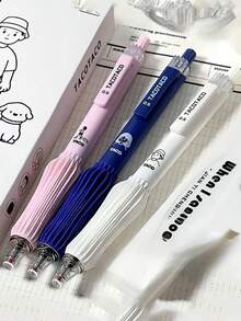 4支装人体工学凝胶笔，笔握柔软，中号笔尖，速干黑色墨水，书写流畅，适合日记和办公使用，可爱卡通设计，是理想的母亲节礼物。 - 彩色 - 查看 3